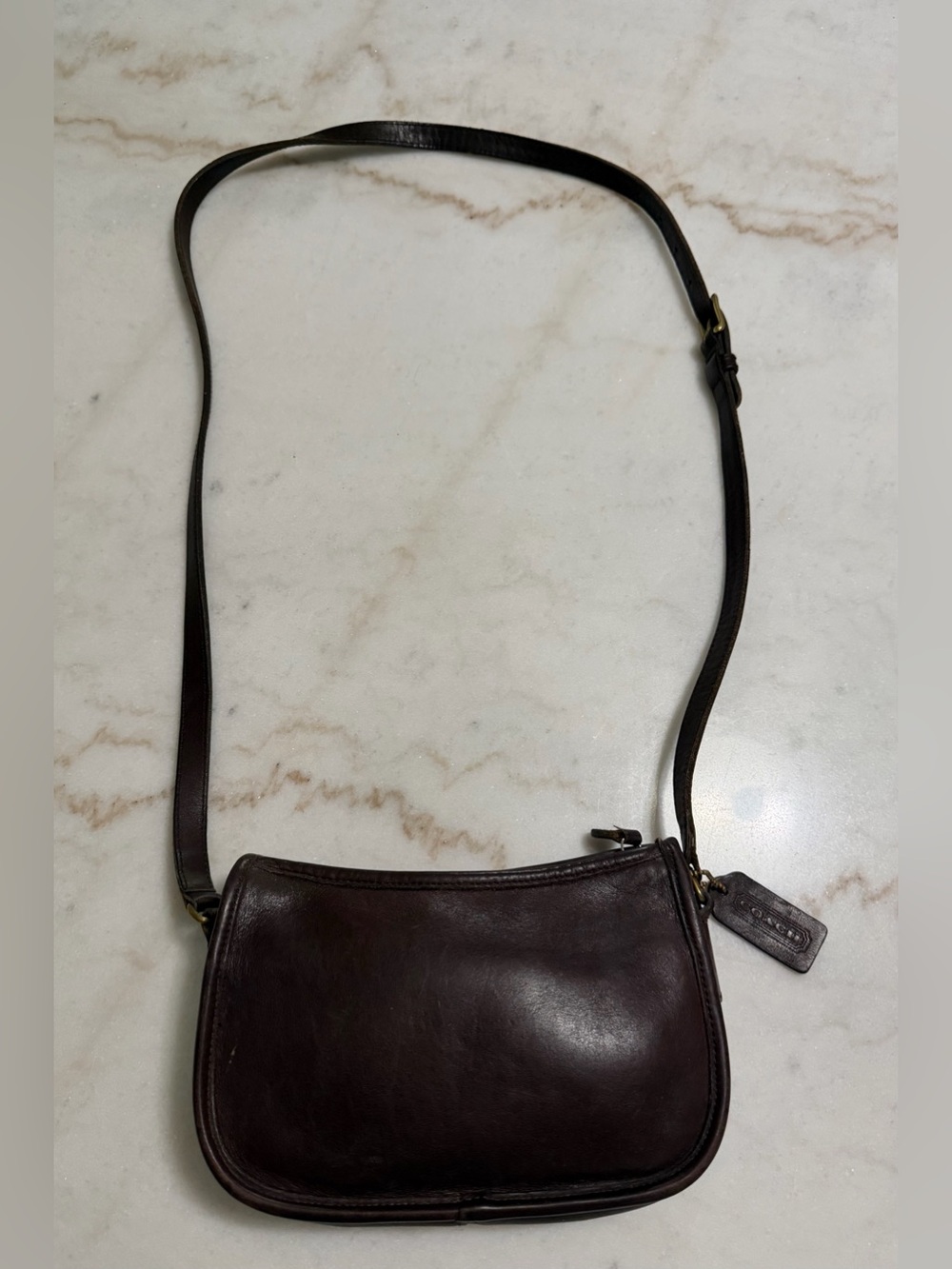 Vintage COACH 9031 "Wendie" Crossbody Shoulder Bag Brown Leather Brass Hardware